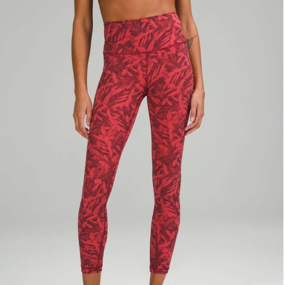 Lululemon Wunder Under High-Rise Tight 25" *Luxtreme Spray Leaf Fireside Red 8 - Picture 2 of 10